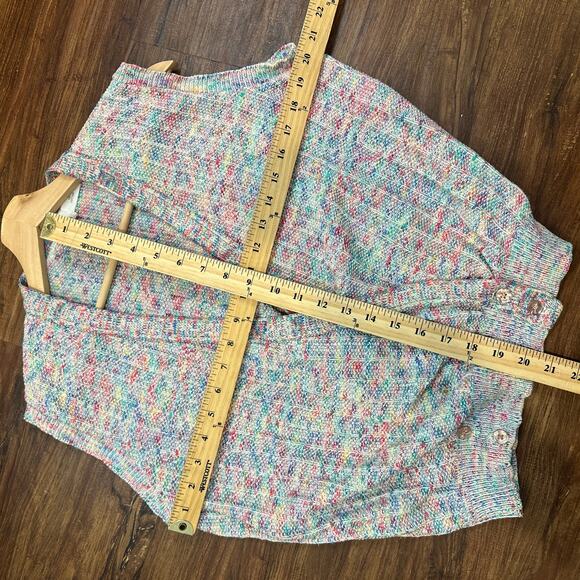 Vintage 80s 90s Rainbow Confetti Sweater Vest Sleeveless Cardigan Small S Y2K - Picture 9 of 9